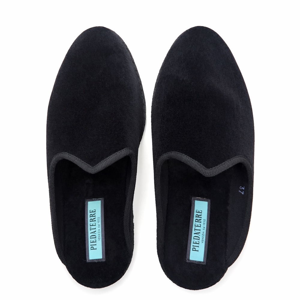 Piedàterre Black Dandy Velvet Slip-On Handmade Women’s Sz EU 37 US 6.5 - 7 Rare